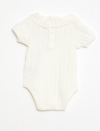 Body a maniche lunghe in maglia a costine con colletto fantasia