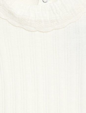 Body a maniche lunghe in maglia a costine con colletto fantasia