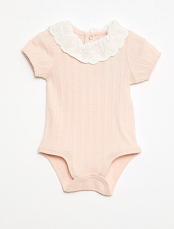 Body a maniche lunghe in maglia a costine con colletto fantasia