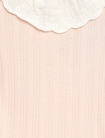 Body a maniche lunghe in maglia a costine con colletto fantasia