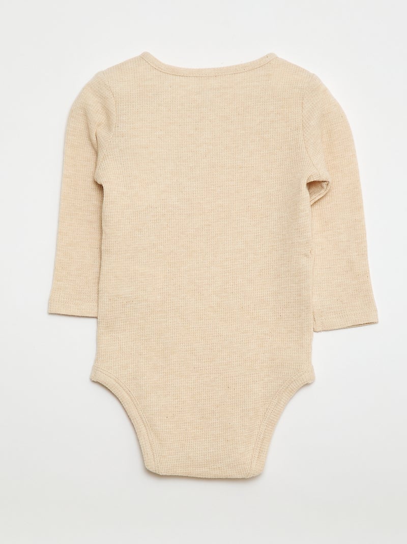 Body a maniche lunghe in maglia goffrata Beige - Kiabi
