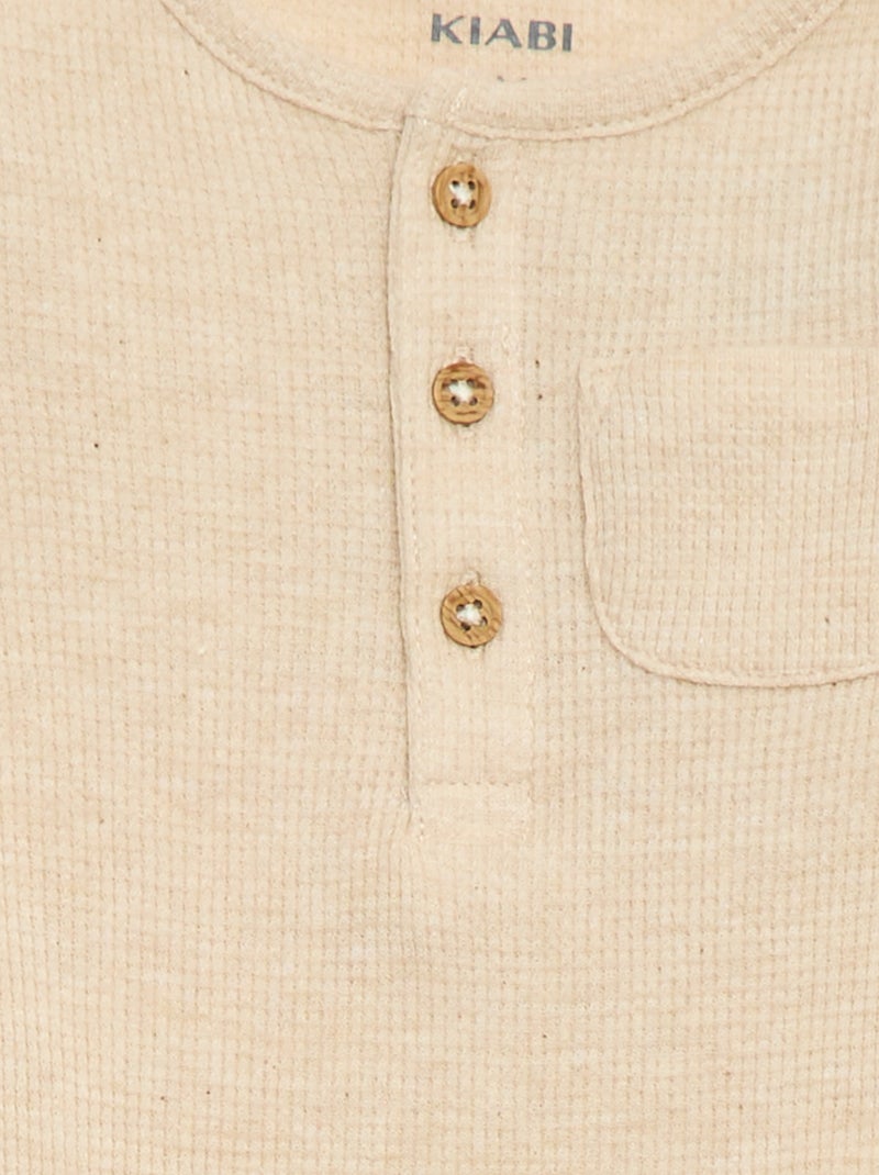 Body a maniche lunghe in maglia goffrata Beige - Kiabi