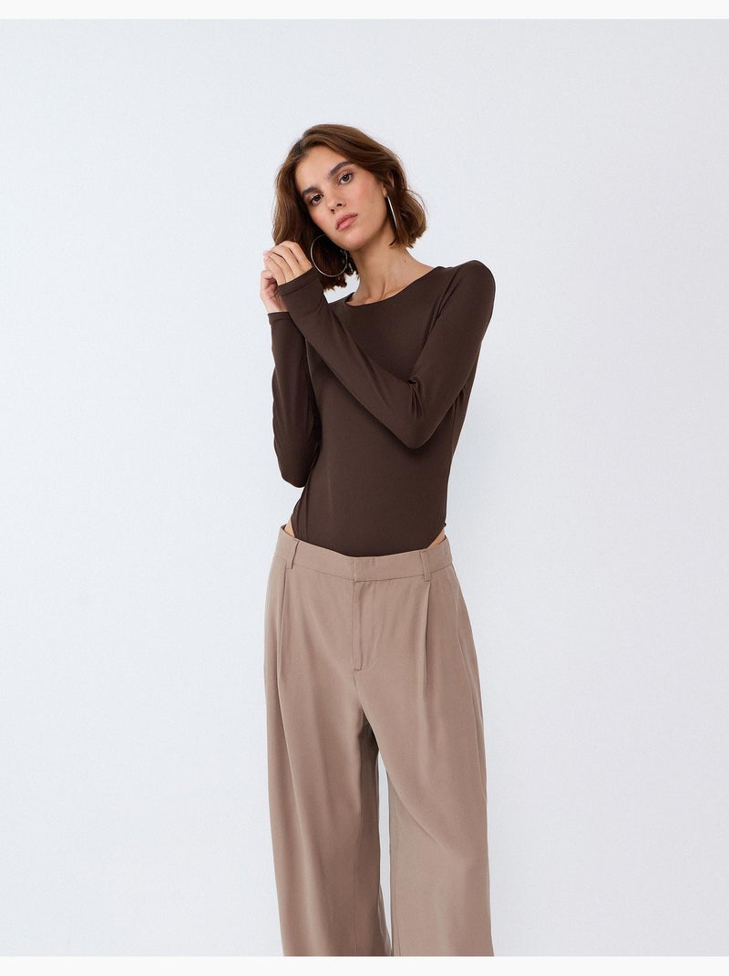 Body a maniche lunghe, mo fashion Marrone - Kiabi