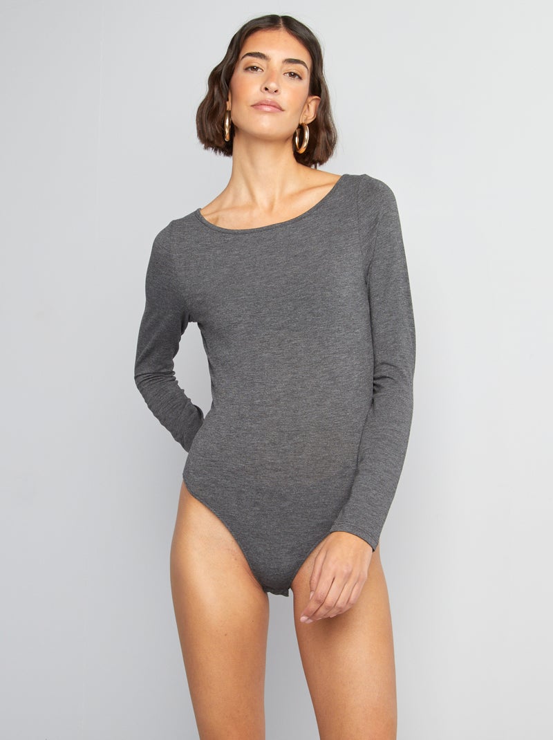 Body a maniche lunghe schiena nuda GRIGIO - Kiabi