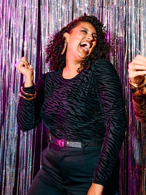 Body a maniche lunghe trasparente flock zebrato - Kiabi