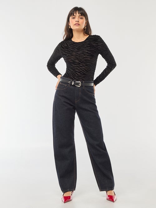 Body a maniche lunghe trasparente flock zebrato - Kiabi