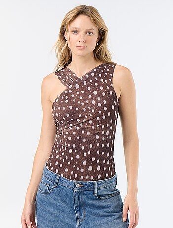 Body a pois con scollo fantasia