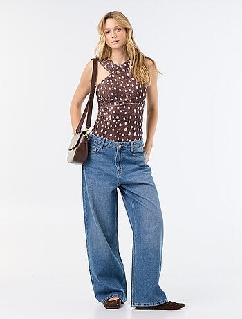 Body a pois con scollo fantasia