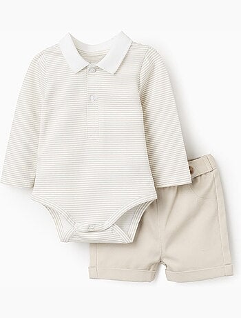 Body a righe + Pantaloncini in twill