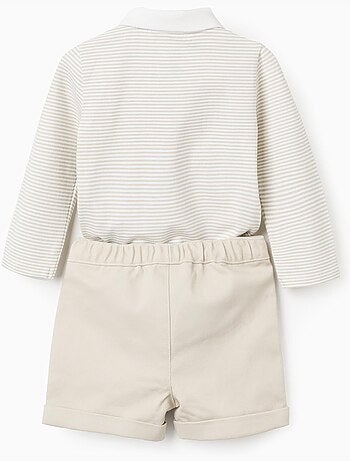 Body a righe + Pantaloncini in twill