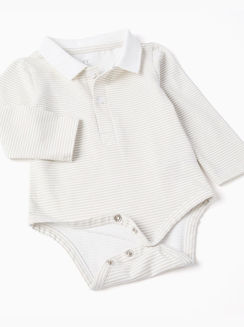 Body a righe + Pantaloncini in twill Beige chiaro - Kiabi