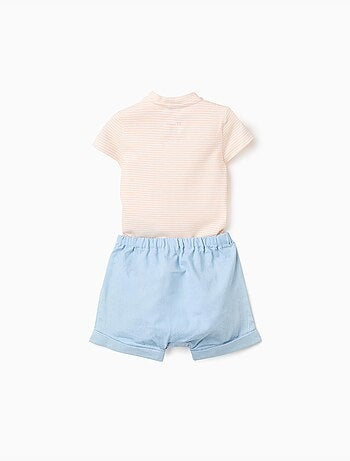 Body a righe + pantaloncini jeans