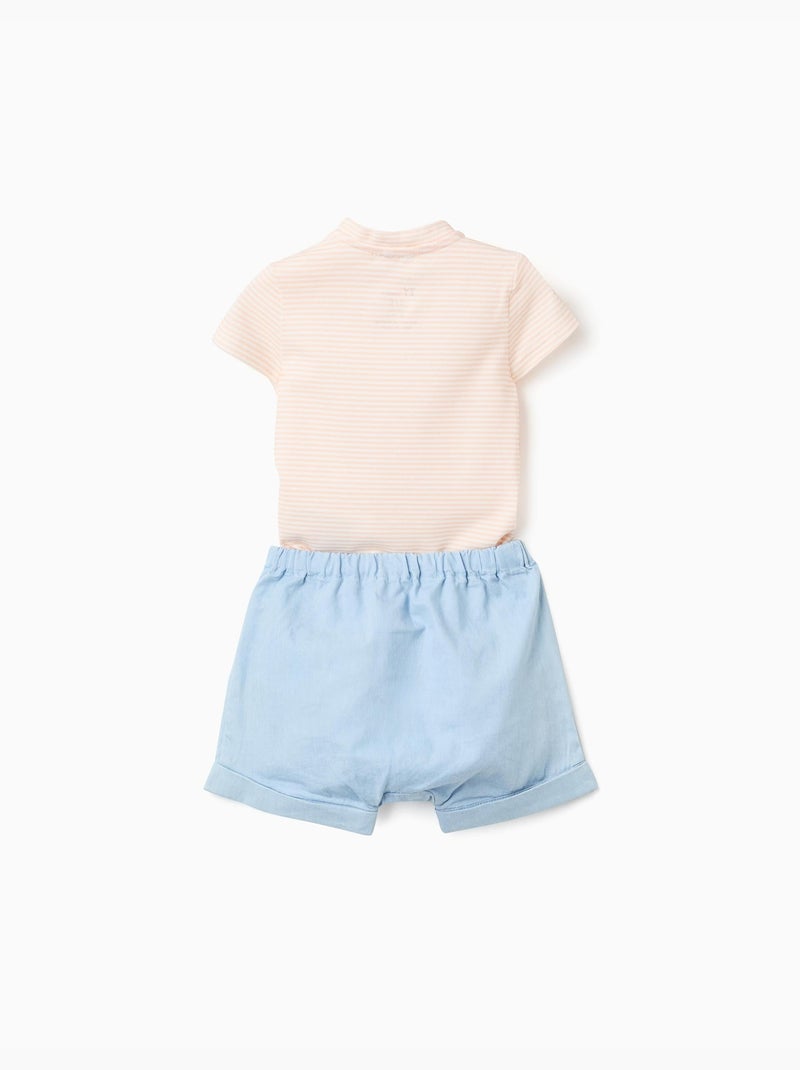 Body a righe + pantaloncini jeans Blu chiaro - Kiabi