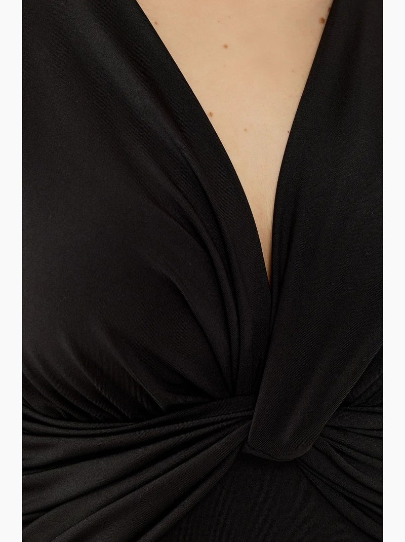 Body aderente a maniche lunghe con scollo a v hiccup Nero - Kiabi