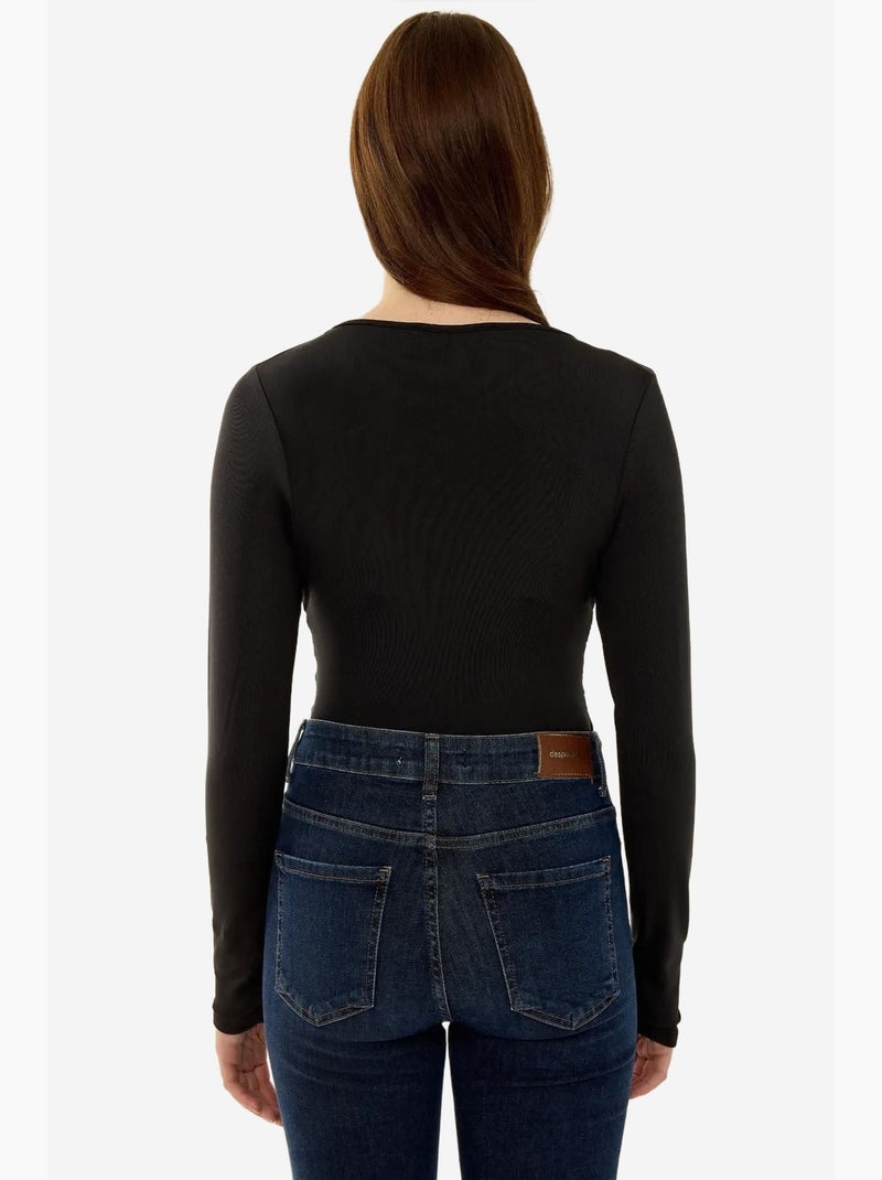 Body aderente a maniche lunghe con scollo a v hiccup Nero - Kiabi