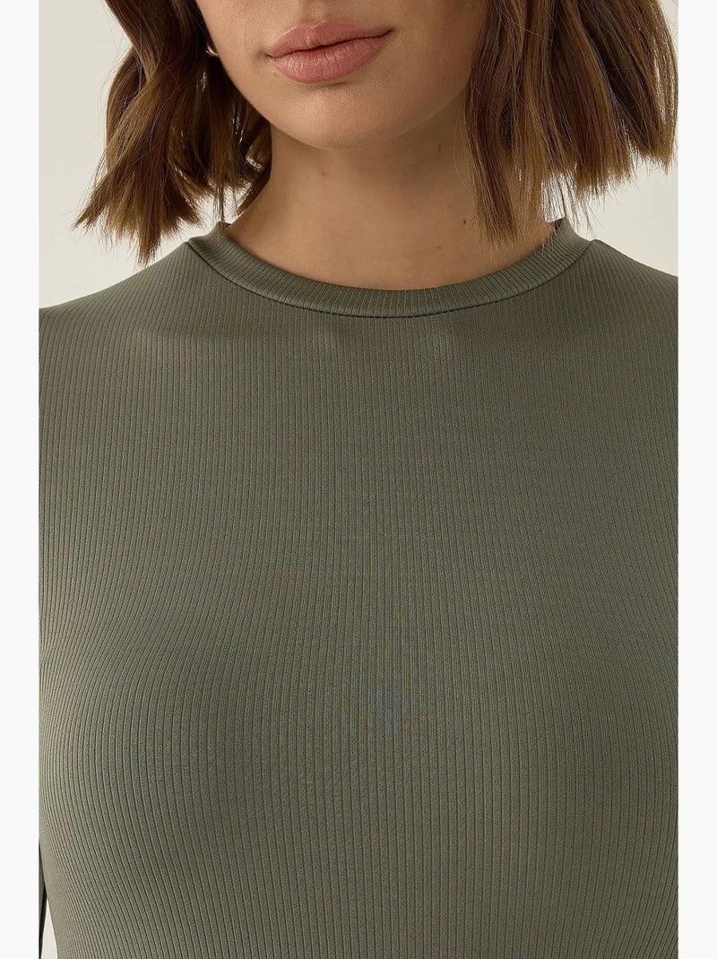 Body aderente a maniche lunghe con scollo rotondo hiccup Verde - Kiabi