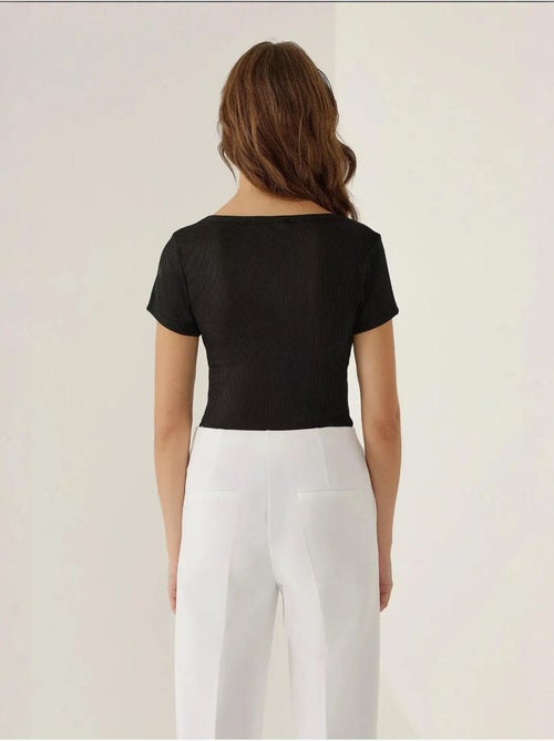 Body aderente con scollo a giro hiccup - Kiabi Body aderente con scollo a giro hiccup - Kiabi