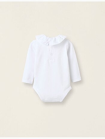 Body-blusa con volant in cotone