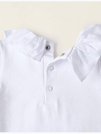 Body-blusa con volant in cotone