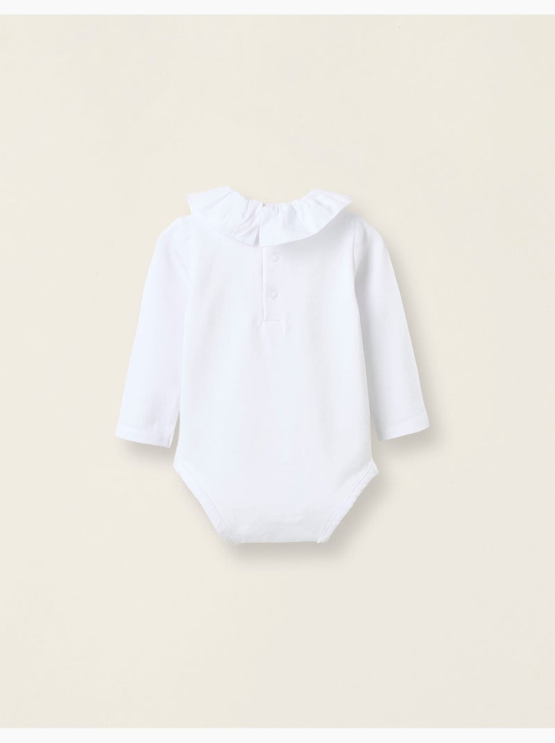 Body-blusa con volant in cotone Bianco - Kiabi