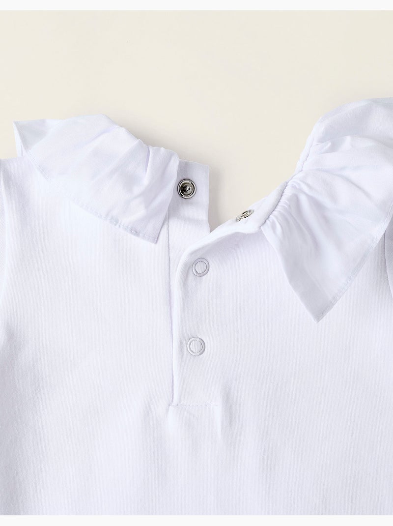 Body-blusa con volant in cotone Bianco - Kiabi