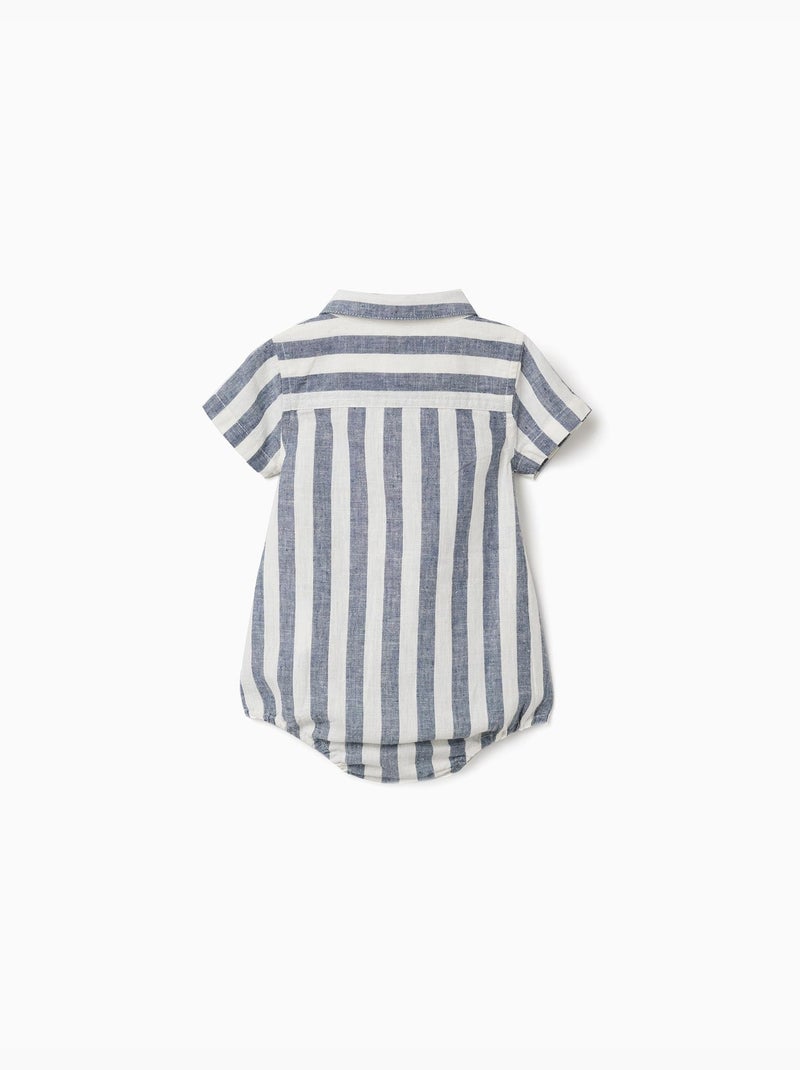 Body-camicia a righe in cotone e lino You&Me Beige chiaro - Kiabi