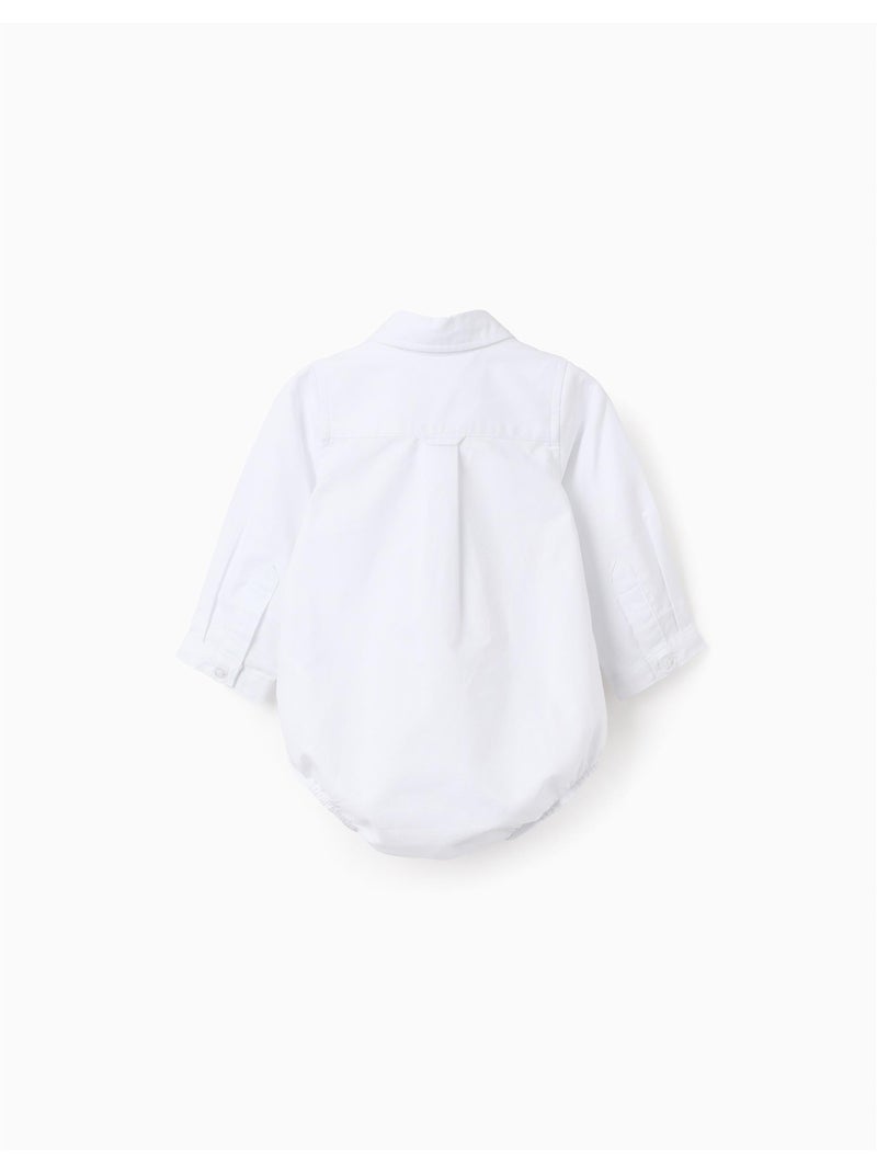 Body-camicia in cotone a manica lunga Beige - Kiabi