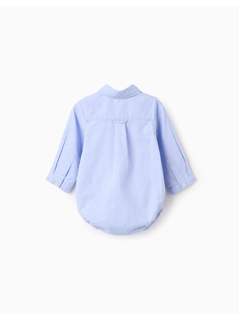 Body-camicia in cotone a manica lunga Blu chiaro - Kiabi