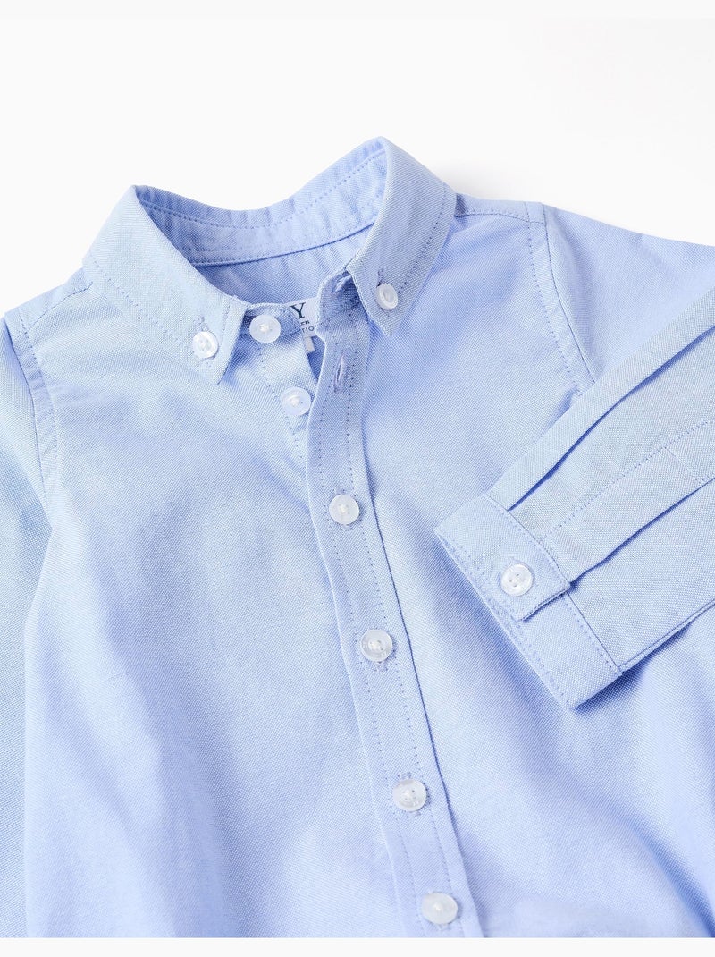 Body-camicia in cotone a manica lunga Blu chiaro - Kiabi