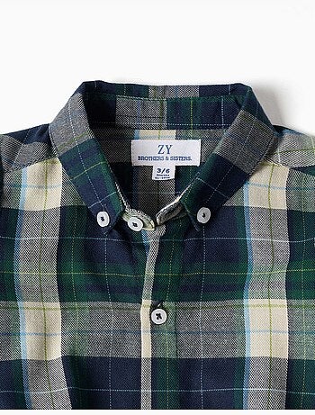 Body-camicia in cotone a quadri b&s
