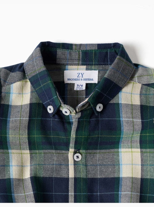 Body-camicia in cotone a quadri b&s - Kiabi