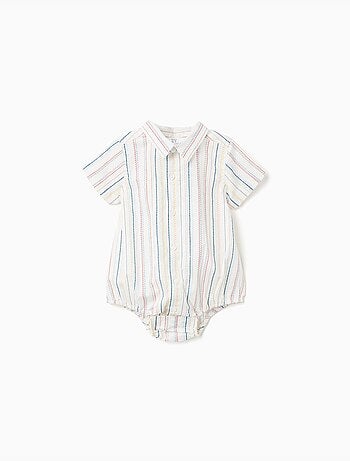Body-camicia in cotone a righe etniche B&S