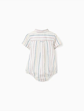 Body-camicia in cotone a righe etniche B&S