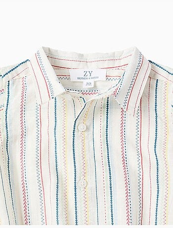 Body-camicia in cotone a righe etniche B&S
