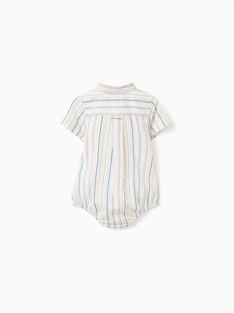 Body-camicia in cotone a righe etniche B&S Bianco - Kiabi