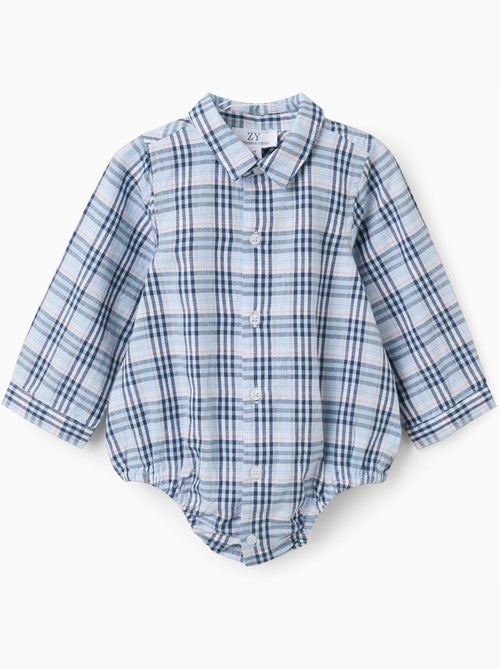 Body-camicia in cotone con motivo a quadri b&s - Kiabi