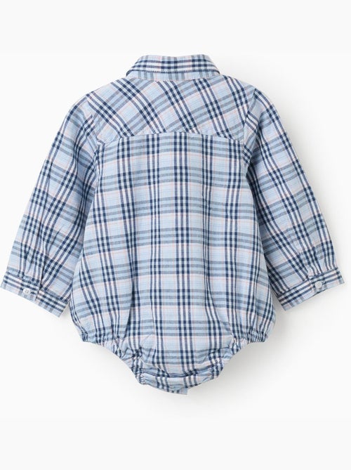 Body-camicia in cotone con motivo a quadri b&s - Kiabi