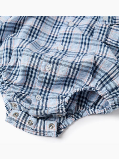 Body-camicia in cotone con motivo a quadri b&s - Kiabi