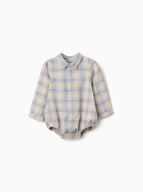 Body-camicia in cotone con motivo a quadri - Kiabi