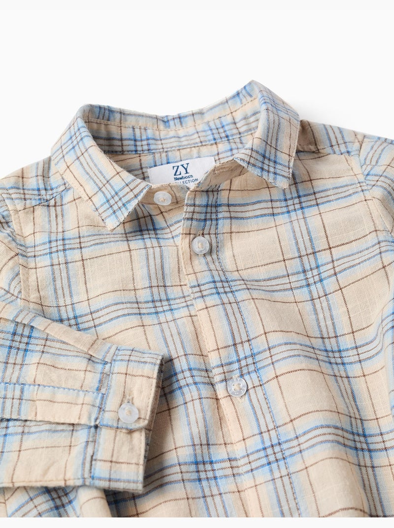Body-camicia in cotone con motivo a quadri Grigio chiaro - Kiabi