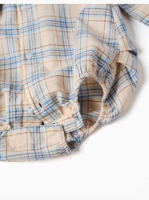 Body-camicia in cotone con motivo a quadri - Kiabi