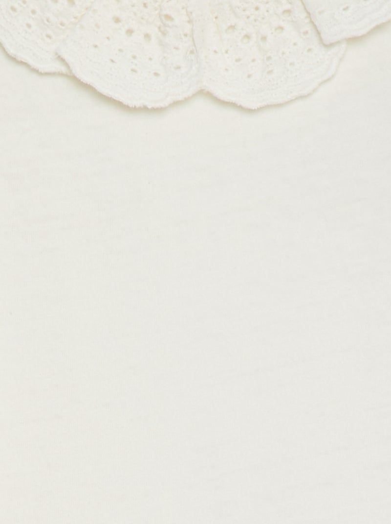 Body colletto arricciato con ricamo punto inglese BIANCO - Kiabi