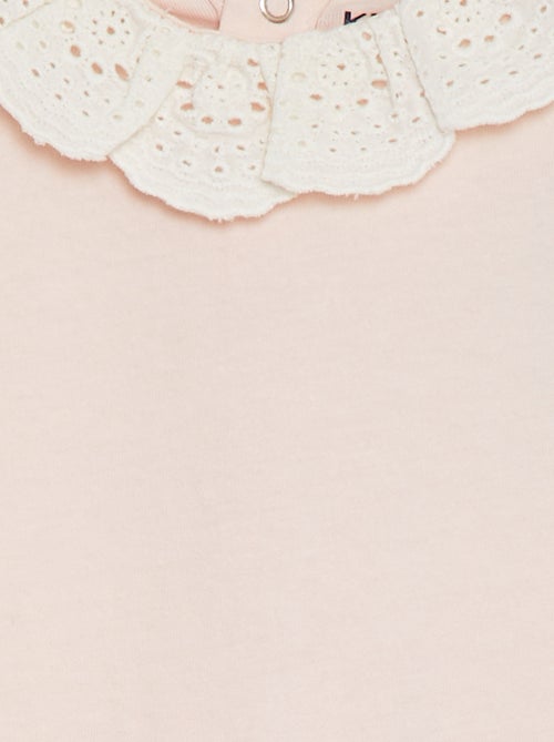 Body colletto arricciato con ricamo punto inglese - Kiabi