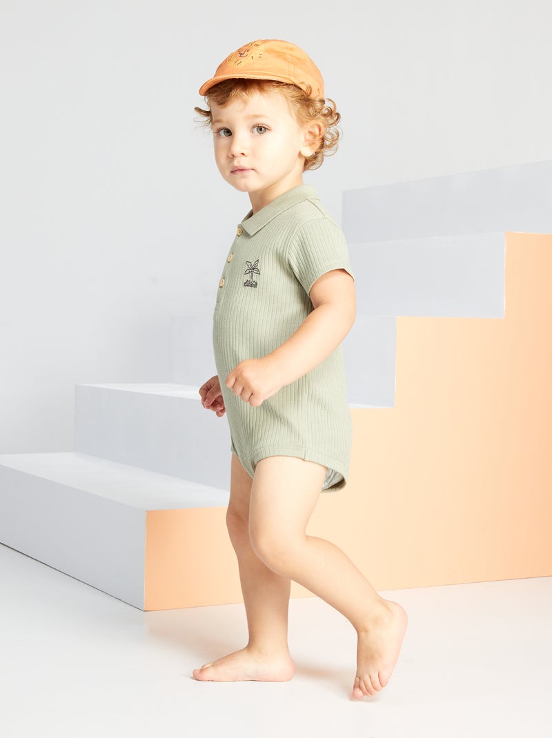 Body collo a polo e maniche corte grigio - Kiabi