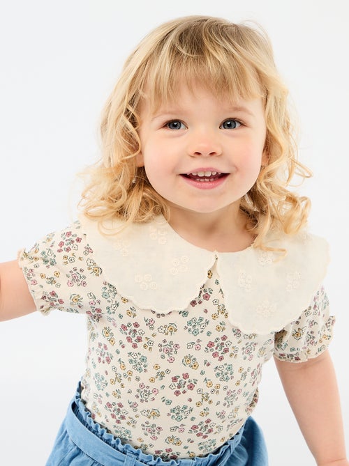 Body con colletto alla Claudine a fantasia floreale - Kiabi