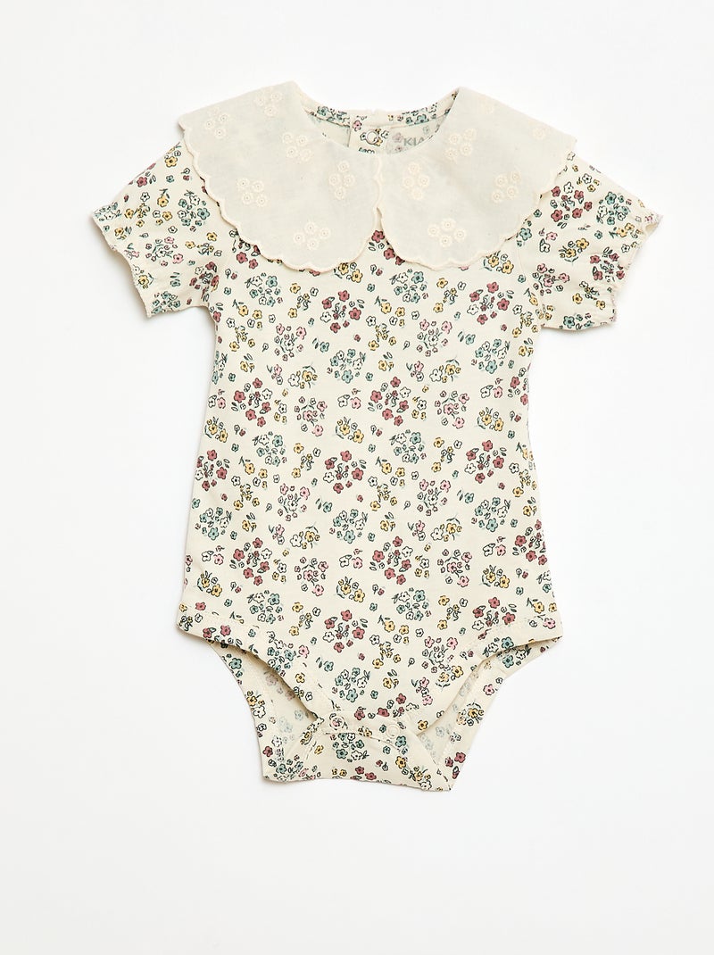 Body con colletto alla Claudine a fantasia floreale Bianco - Kiabi