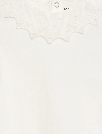 Body con colletto arricciato in pizzo