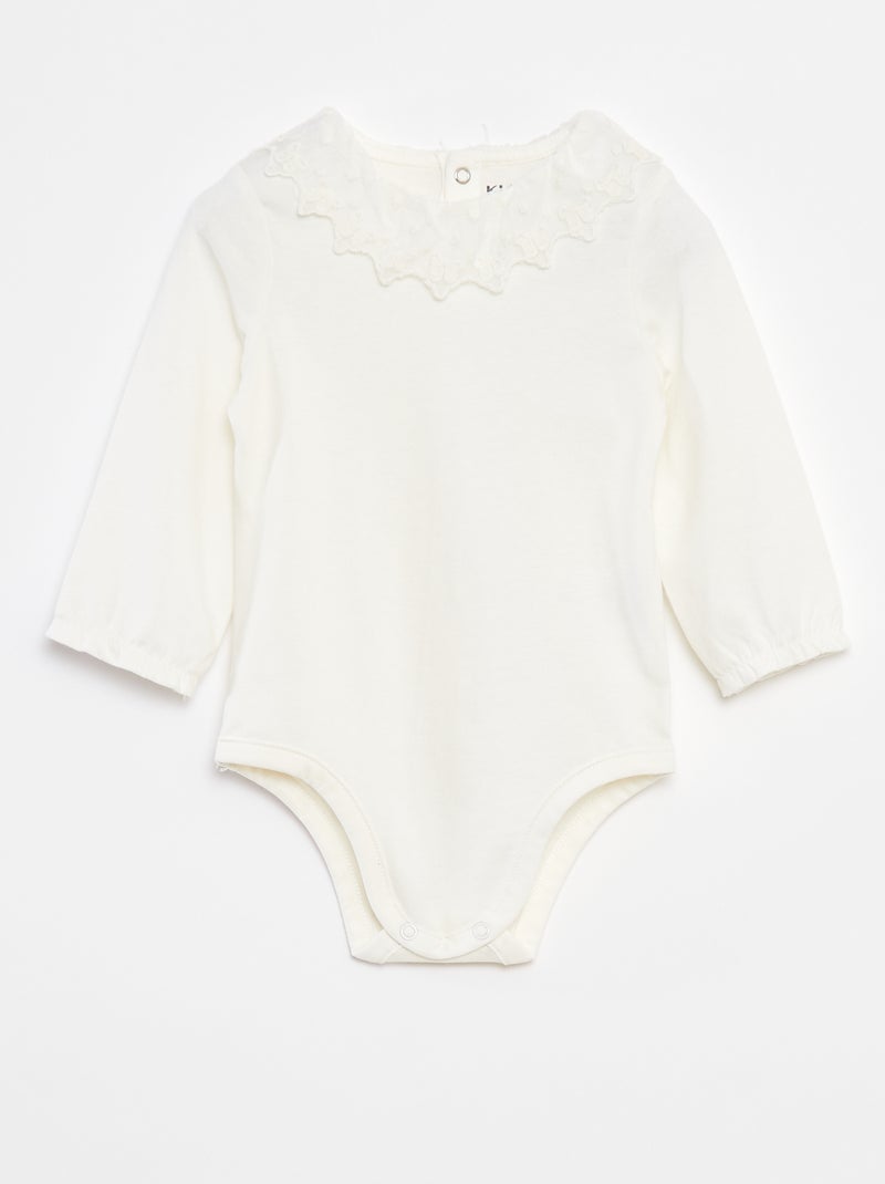 Body con colletto arricciato in pizzo Bianco - Kiabi