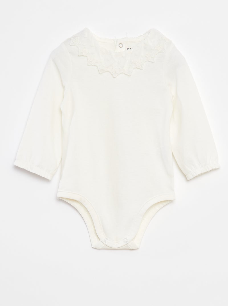 Body con colletto arricciato in pizzo Bianco - Kiabi