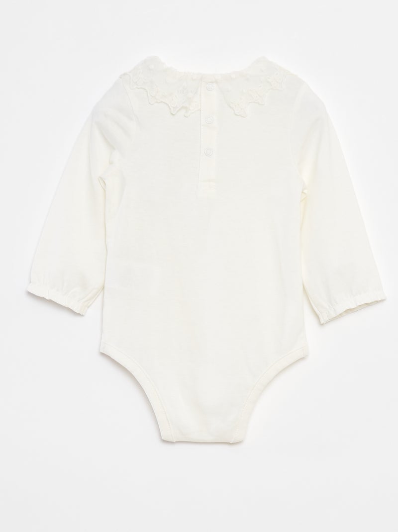 Body con colletto arricciato in pizzo Bianco - Kiabi